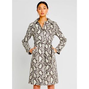 Snake print faux leather trench jacket